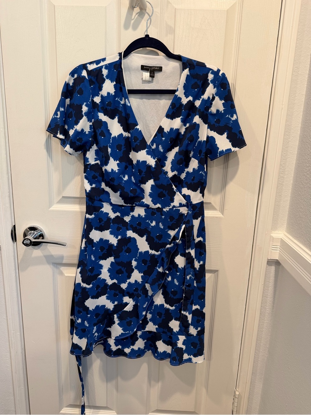 Banana Republic Blue Floral Wrap Dress (dry cleaned- but can be washed)